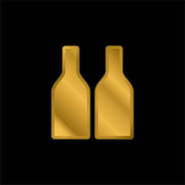 Pozłacany metaliczny ikona butelki lub wektor logo - Wektor, obraz