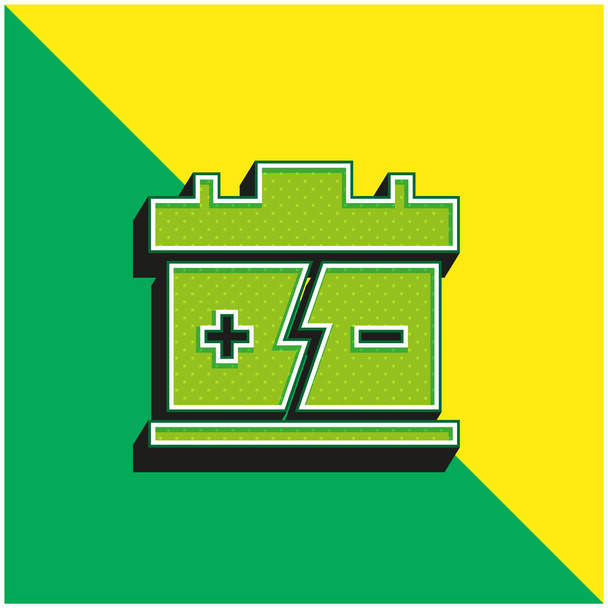 Pil Yeşil ve Sarı modern 3D vektör simgesi logosu - Vektör, Görsel