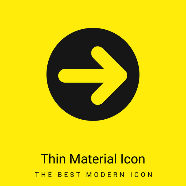 Nyíl mutató jobbra egy körben minimális fényes sárga anyag ikon - Vektor, kép