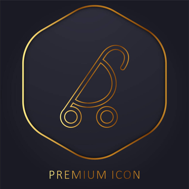 Baby Stroller Of Rounded Design Side View golden line premium logo or icon - Vector, Image