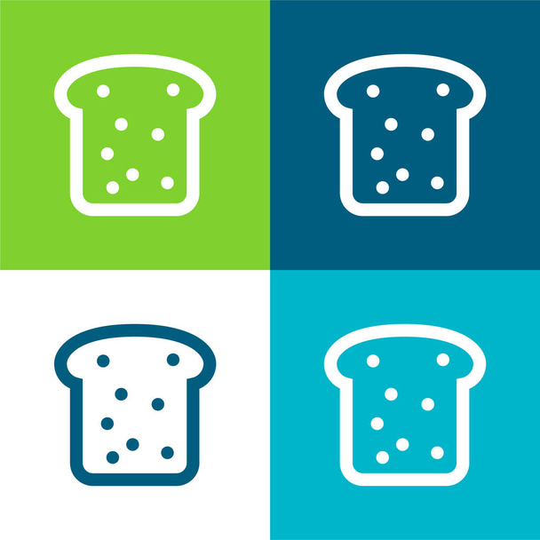 Хлеб Плоский четырехцветный минимальный набор значков - Вектор,изображение