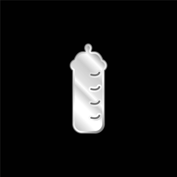 Bottiglia bambino in versione nera argento placcato icona metallica - Vettoriali, immagini
