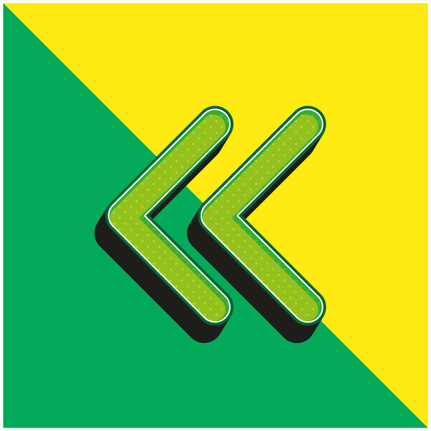 Arrowheads Of Thin Outline To The Left Groen en geel modern 3D vector icoon logo - Vector, afbeelding