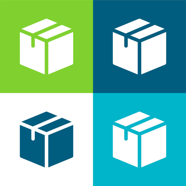 Caja plana de cuatro colores icono mínimo conjunto - Vector, Imagen