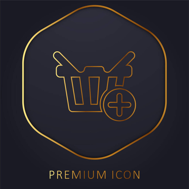 Add To Shopping Basket E Commerce Button golden line premium logo or icon - Vector, Image