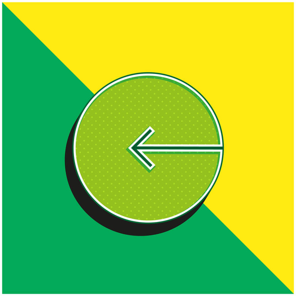 Nyíl mutat balra Körkörös gomb Zöld és sárga modern 3D vektor ikon logó - Vektor, kép