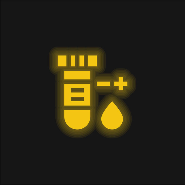 Vérvizsgálat sárga izzó neon ikon - Vektor, kép