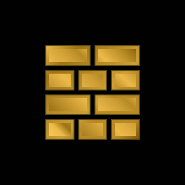 Diseño de ladrillos chapado en oro icono metálico o vector de logotipo - Vector, imagen