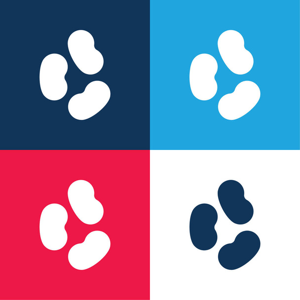 Bonen blauw en rood vier kleuren minimale pictogram set - Vector, afbeelding