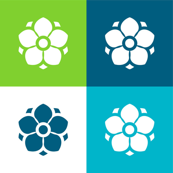 Anemone Set di icone minime a quattro colori piatto - Vettoriali, immagini