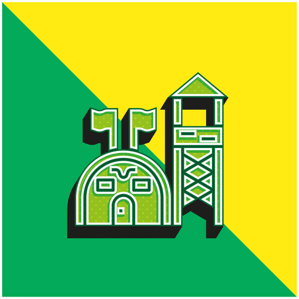 Base Zielony i żółty nowoczesny ikona wektora 3D logo - Wektor, obraz