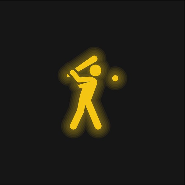 Béisbol amarillo brillante icono de neón - Vector, Imagen