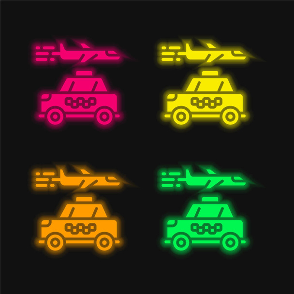 Airport four color glowing neon vector icon - Vector, Image