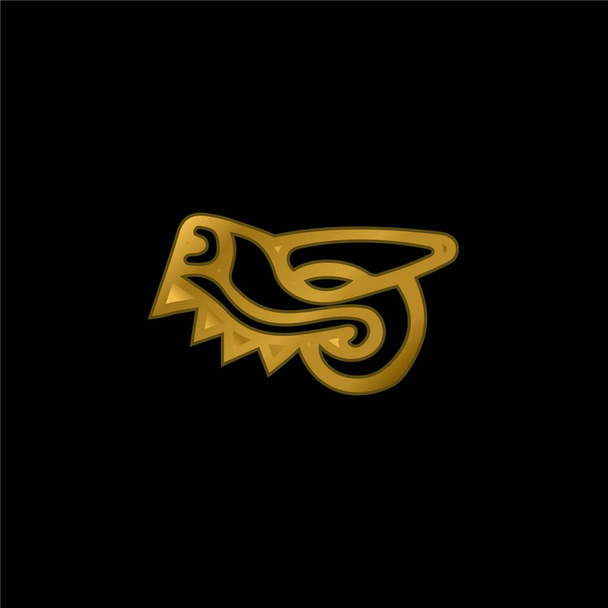 Animal Head Symbol Of Mexico Antique Cultures gold plated metalic icon or logo vector - Vector, Image