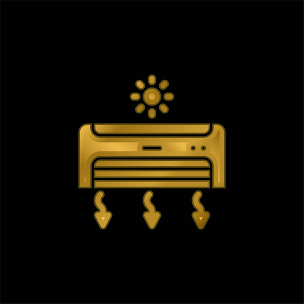 Air Conditioner gold plated metalic icon or logo vector - Vector, Image