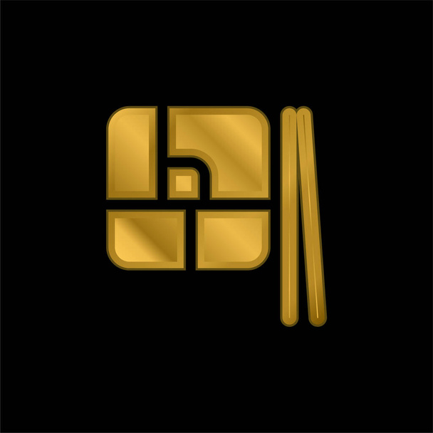 Bento chapado en oro icono metálico o logo vector - Vector, imagen