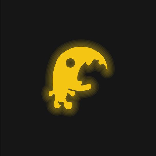 Big Mouth Monster żółty świecący neon ikona - Wektor, obraz