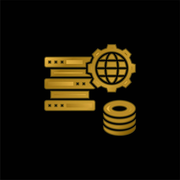 Big Data chapado en oro icono metálico o vector de logotipo - Vector, imagen