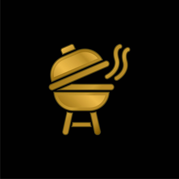 Bbq vergoldetes metallisches Symbol oder Logo-Vektor - Vektor, Bild