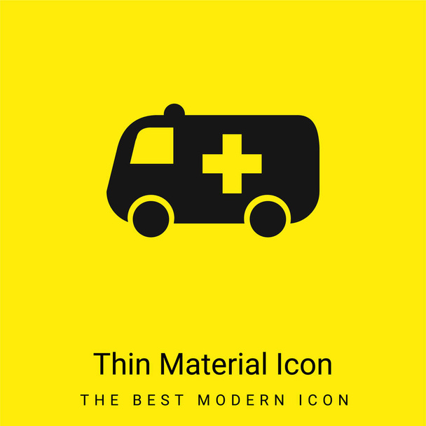 Ambulancia mínima icono de material amarillo brillante - Vector, imagen