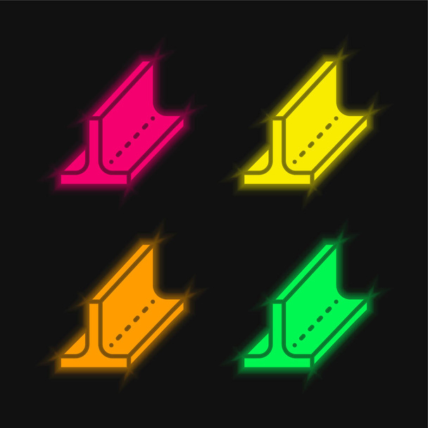 Strahl vier Farben leuchtenden Neon-Vektor-Symbol - Vektor, Bild