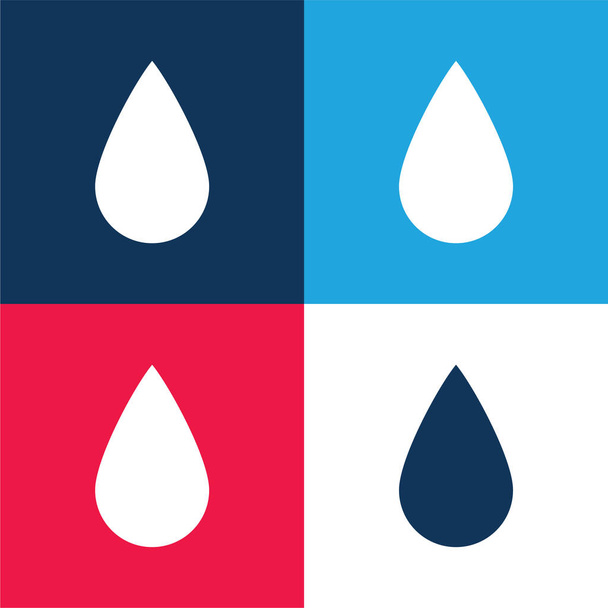 Inchiostro nero goccia Forma blu e rosso quattro colori set icona minima - Vettoriali, immagini