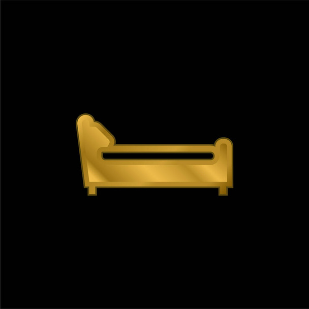 Bed Left Side gold plated metalic icon or logo vector - Vector, Image