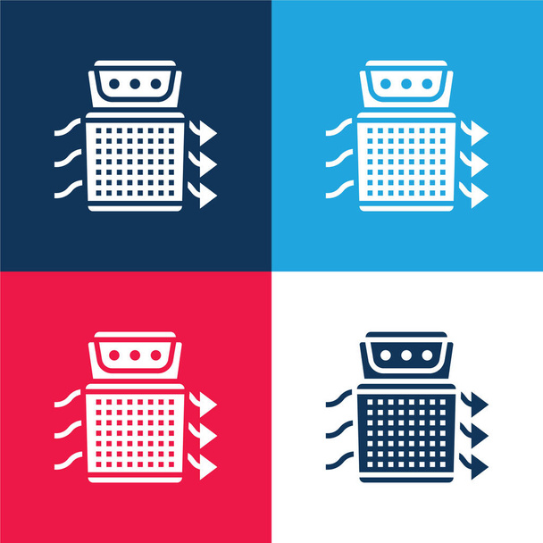 Levegő tisztító kék és piros négy szín minimális ikon készlet - Vektor, kép