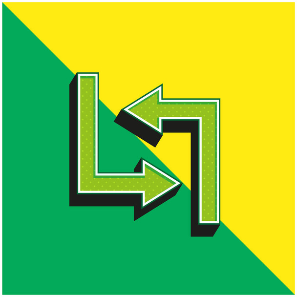 Flechas verde y amarillo moderno vector 3d icono logo - Vector, imagen