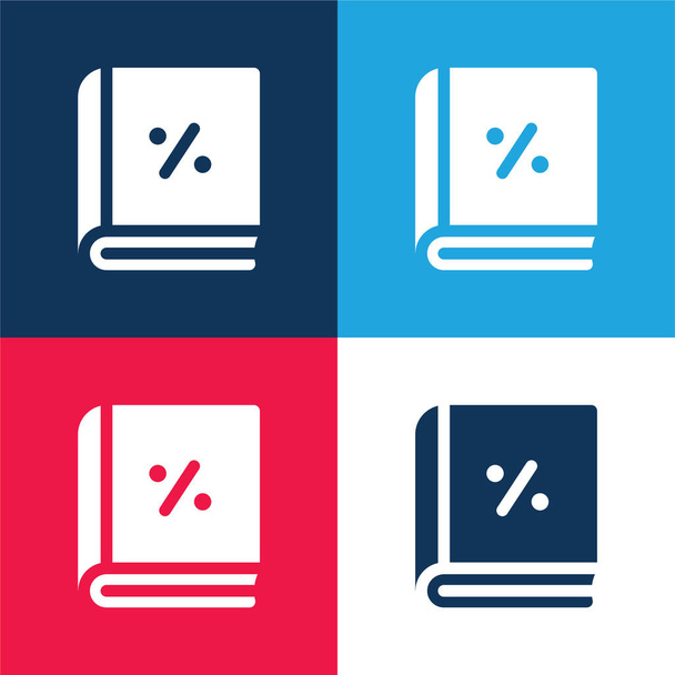 Account kék és piros négy szín minimális ikon készlet - Vektor, kép