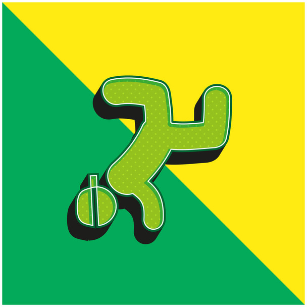 Breakdancing Verde e amarelo moderno logotipo vetor 3d ícone - Vetor, Imagem