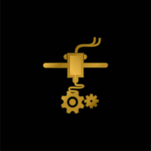 Ustawienia drukarki 3d Symbol pozłacanej ikony metalicznej lub wektora logo - Wektor, obraz