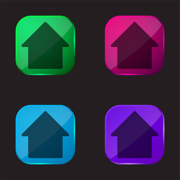 Big Upload Flecha icono de botón de cristal de cuatro colores - Vector, imagen
