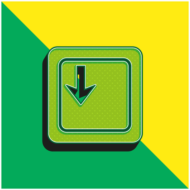 Tecla de flecha hacia abajo en el teclado verde y amarillo moderno icono de vector 3d logotipo - Vector, Imagen