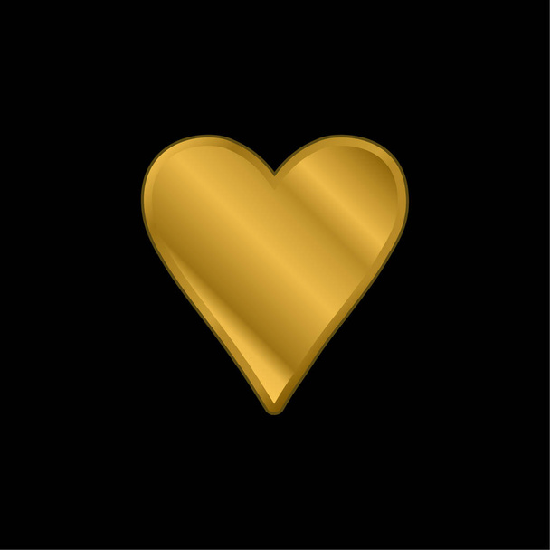 Символ любви черного сердца с позолоченной металлической иконой или вектором логотипа - Вектор,изображение