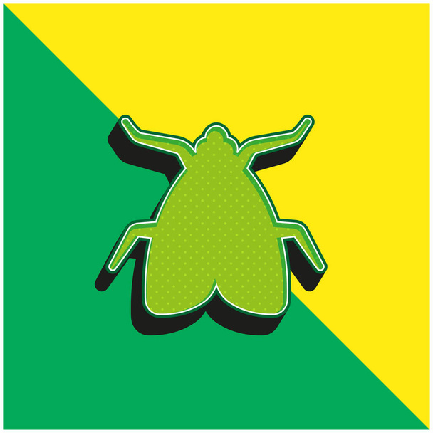 ビッグフライグリーンと黄色のモダンな3Dベクトルアイコンのロゴ - ベクター画像
