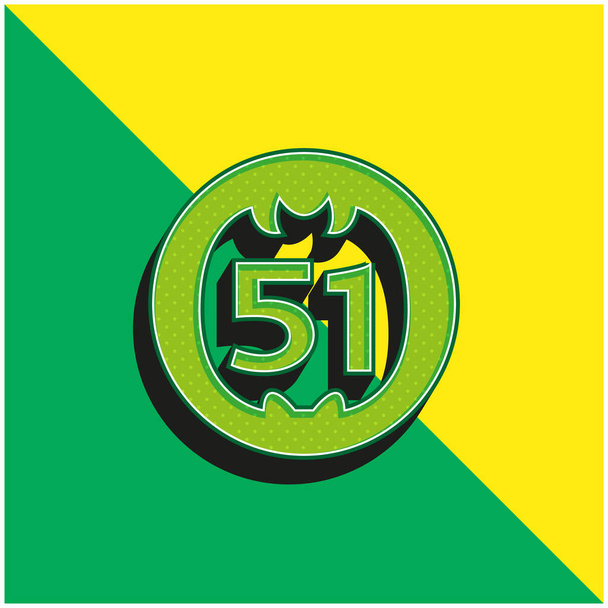 51 О социальном, зеленом и желтом современном трехмерном векторном логотипе - Вектор,изображение