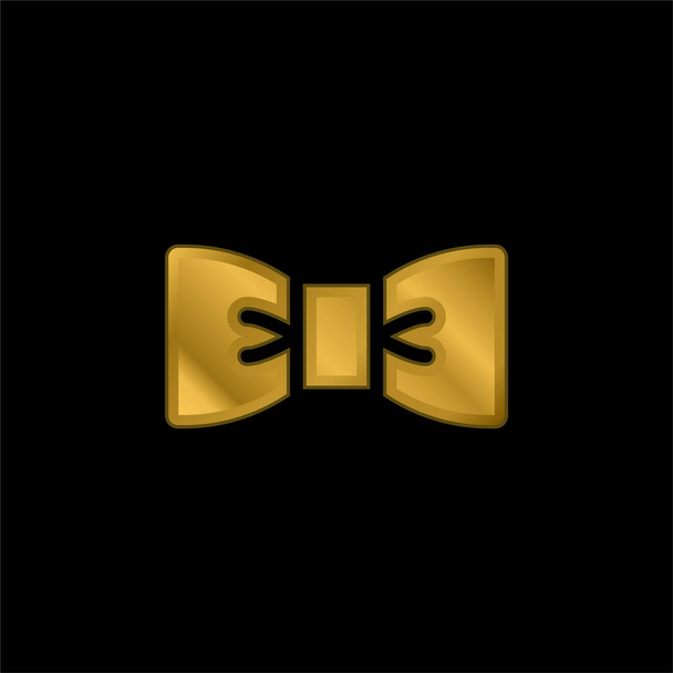 Bow Tie gold plated metalic icon or logo vector - Vector, Image