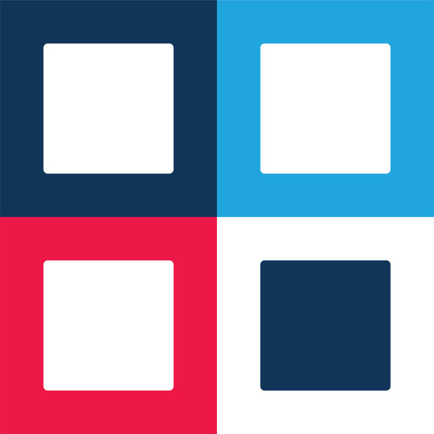 Musta neliön muotoinen sininen ja punainen nelivärinen minimaalinen kuvakesarja - Vektori, kuva
