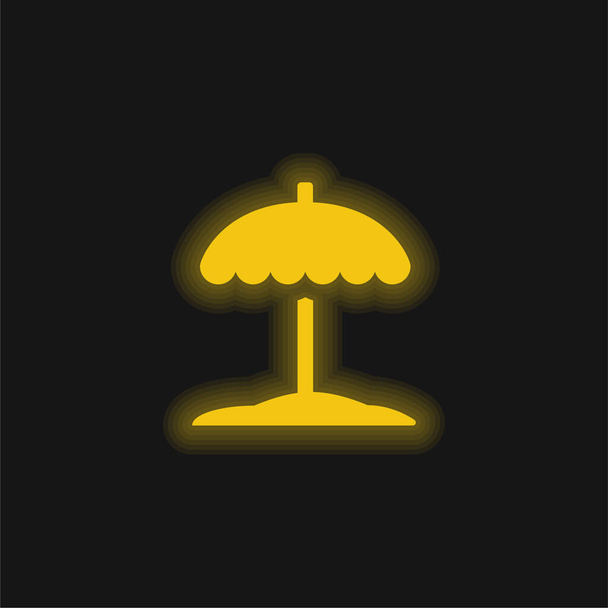 Plage jaune flamboyant icône néon - Vecteur, image