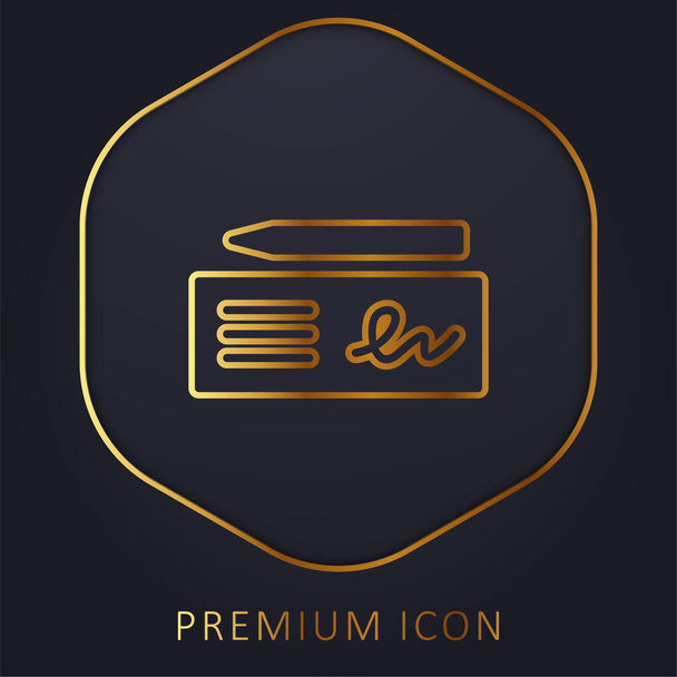 Bank Check golden line premium logo or icon - Vector, Image