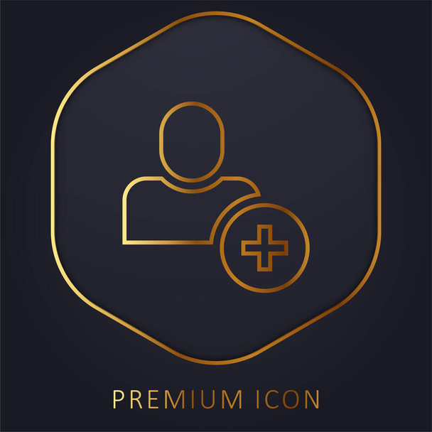 Gebruiker gouden lijn premium logo of pictogram toevoegen - Vector, afbeelding