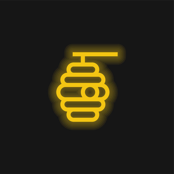 Bee yellow glowing neon icon - Vector, Image