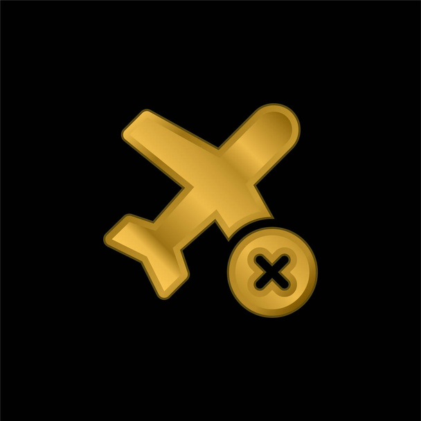 Plano de aire chapado en oro icono metálico o vector de logotipo - Vector, Imagen