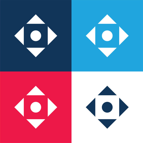 Στοίχιση Σύμβολο μπλε και κόκκινο τεσσάρων χρωμάτων ελάχιστο σύνολο εικονιδίων - Διάνυσμα, εικόνα