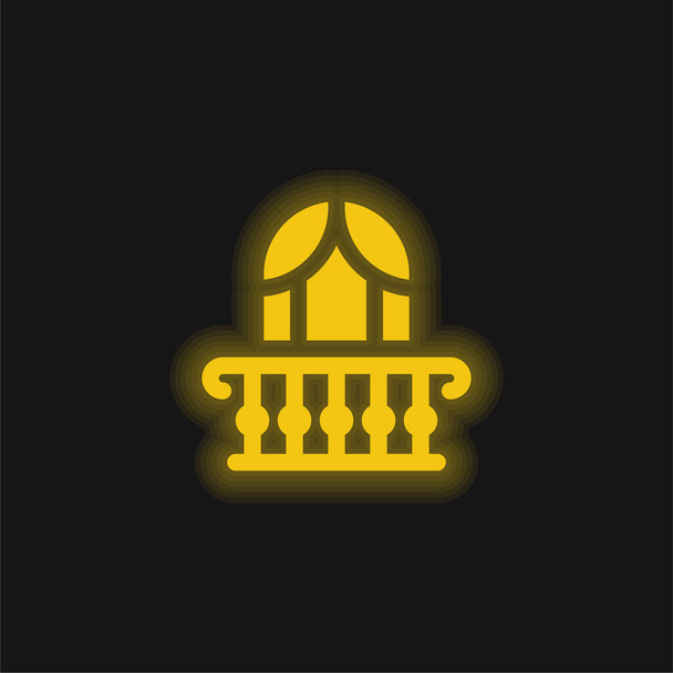 Μπαλκόνι κίτρινο λαμπερό νέον εικονίδιο - Διάνυσμα, εικόνα