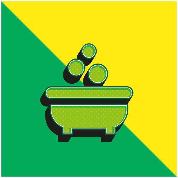 Bañera verde y amarillo moderno vector 3d icono del logotipo - Vector, imagen