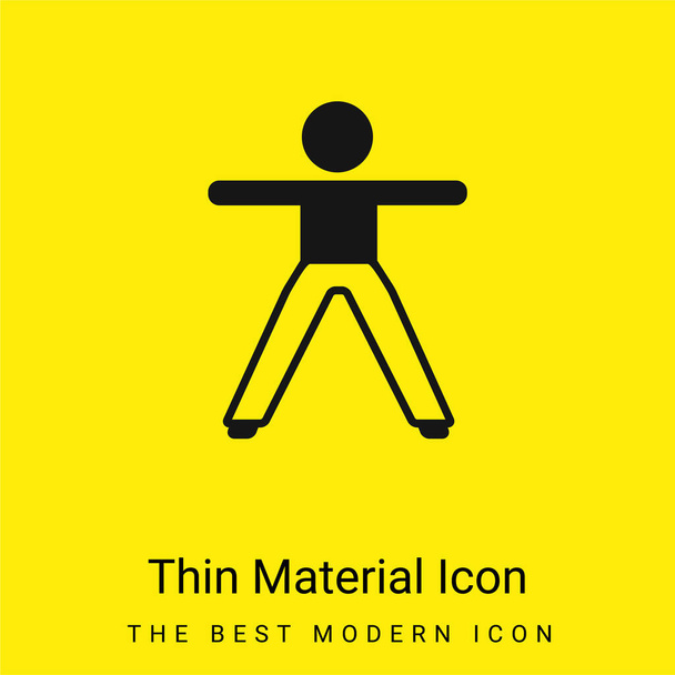 Boy Stretching Both Arms And Legs minimal bright yellow material icon - Vector, Image