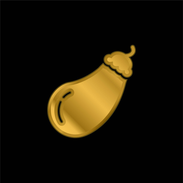 Padlizsán aranyozott fémbevonatú ikon vagy logó vektor - Vektor, kép