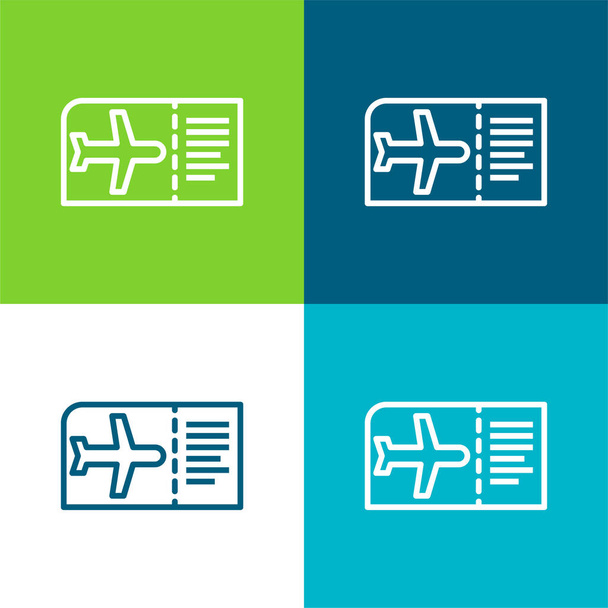 Tarjeta de embarque Conjunto de iconos mínimo de cuatro colores - Vector, Imagen